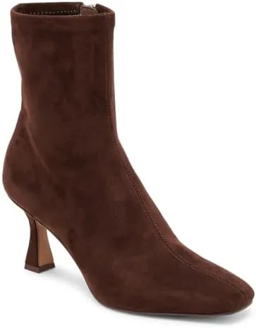 vomira ankle boots for women square toe kitten heel boots with zipper fall winter short ankle booties shoes brown suede boots women
