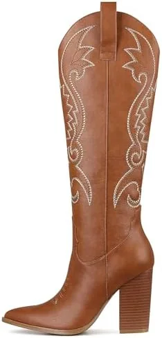 vomira brown cowboy boots for women knee high cowgirl boots western