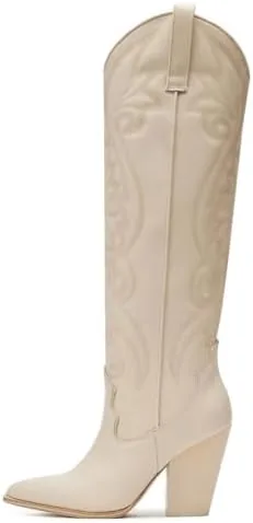 vomira knee high cowboy boots women white cowgirl boots western